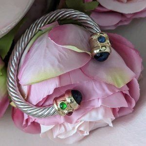 Twisted Silver tone cuff / bangle bracelet